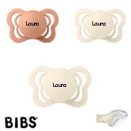 BIBS Couture mit Namen, 1 Peach, 2 Ivory, Gr. 1, Anatomisch, Silikon, 3'er Pack